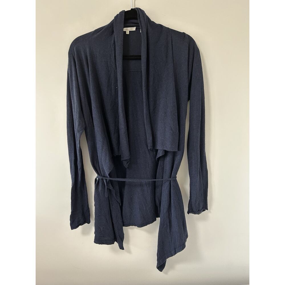 VINCE Drape Front Waterfall‎ Navy Blue Open Wool Cardigan Sweater Medium $275